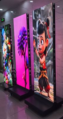HD Flexible Indoor P2 Advertising LED Poster Video Display Digital Player Portable Wheel Move