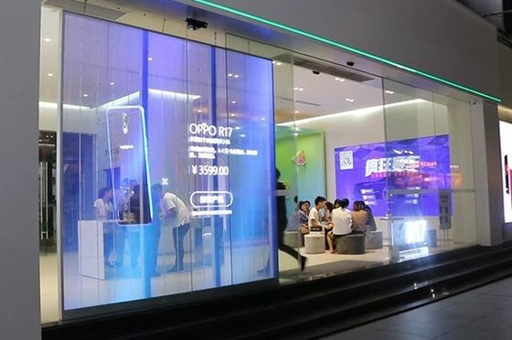 Interaktywny Kreatywny Przezroczysty Wyświetlacz LED na Okna ISO14001 ODM dla Centrów Handlowych