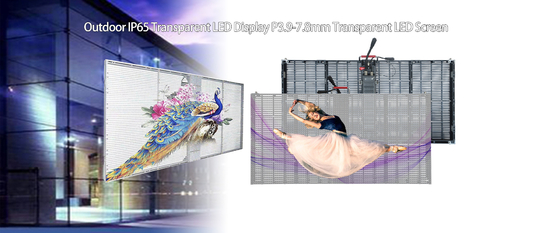 P10.4mm 50 * 12.5cm Przezroczysty szklany wyświetlacz LED z siatką 1000cd / M²
