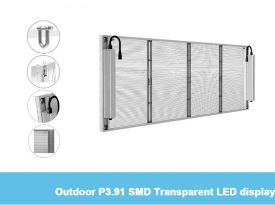 P3.91mm 1R1G1B Przezroczysty szklany ekran LED HD Led Mesh Video Wall ISO9001