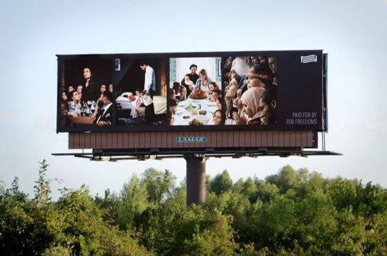 ODM P3.076 Zewnętrzne ściany wideo LED Billboard LED stały ISO14001 1R1G1B Reklama